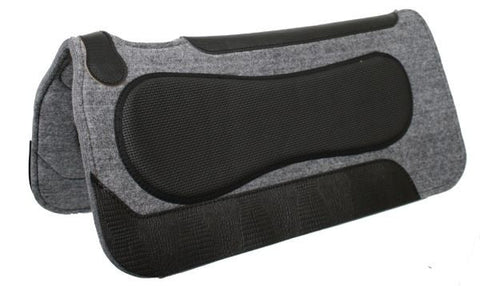 Showman ® 32" X 32" Wool/ felt blend saddle pad w/ contouring strip down back,cut out withers and oversized wear leathers