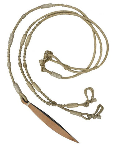 Showman ® natural rawhide braided romal reins with leather popper