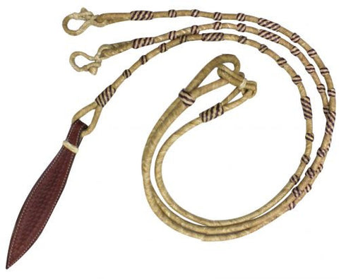  Showman ® Braided Natural Rawhide Romal Reins with Leather Popper