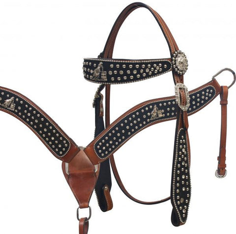 Showman ® barrel racer concho headstall and breast collar set