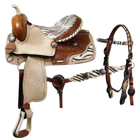 Double T barrel style saddle with matching headstall and breast collar